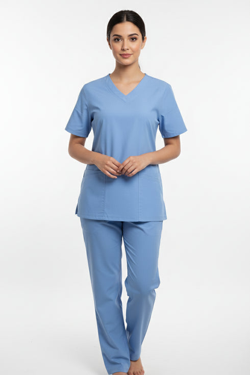 Women's 4-Pocket Rounded V-Neck Scrub